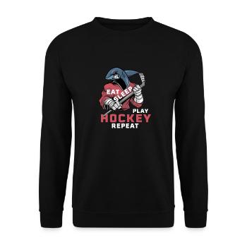 Manger Dormir Hockey Répéter Enfants Requin de glace Hockey - Sweat-shirt Unisexe - noir - Devant - Alina (178cm) & Michal (187cm)