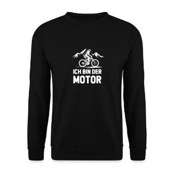 Ich Bin Der Motor Fahrrad Radfahrer Mountainbike - Unisex Pullover - Schwarz - Vorne - Alina (178cm) & Michal (187cm)