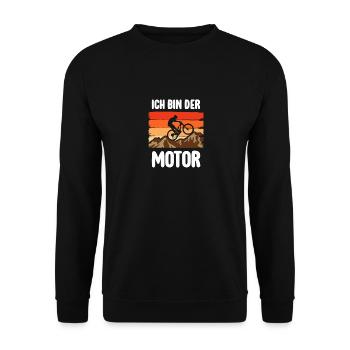 Ich Bin Der Motor Fahrrad Radfahrer Mountainbike - Unisex Pullover - Schwarz - Vorne - Alina (178cm) & Michal (187cm)