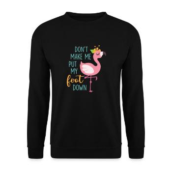 Ne me faites pas poser le pied drôle de flamant rose - Sweat-shirt Unisexe - noir - Devant - Alina (178cm) & Michal (187cm)