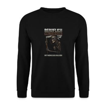 wollte ich schon immer was mit Menschen machen - Unisex Pullover - Schwarz - Vorne - Alina (178cm) & Michal (187cm)