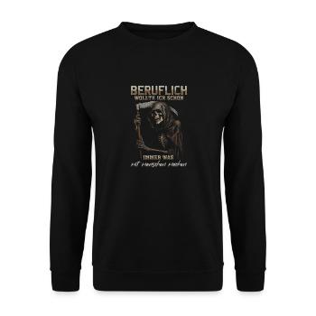 wollte ich schon immer was mit Menschen machen - Unisex Pullover - Schwarz - Vorne - Alina (178cm) & Michal (187cm)