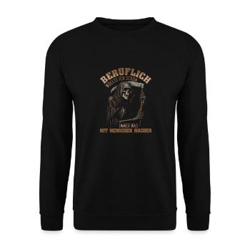 wollte ich schon immer was mit Menschen machen - Unisex Pullover - Schwarz - Vorne - Alina (178cm) & Michal (187cm)