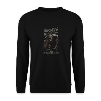 wollte ich schon immer was mit Menschen machen - Unisex Pullover - Schwarz - Vorne - Alina (178cm) & Michal (187cm)