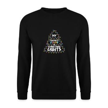 Meine Lieblingsfarbe ist Weihnachtsbeleuchtung - Unisex Pullover - Schwarz - Vorne - Alina (178cm) & Michal (187cm)