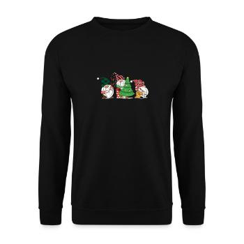 Drei Gnome Buffalo Plaid Rot Weihnachten Gnomies - Unisex Pullover - Schwarz - Vorne - Alina (178cm) & Michal (187cm)