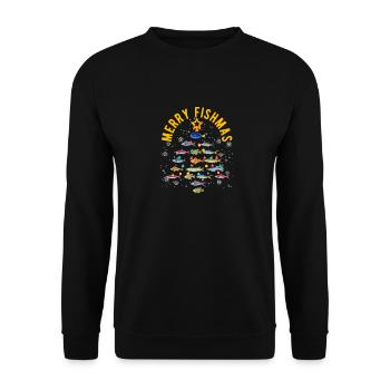 Joyeux Fishmas Drôle d’arbre de Noël Lumières Poisson - Sweat-shirt Unisexe - noir - Devant - Alina (178cm) & Michal (187cm)