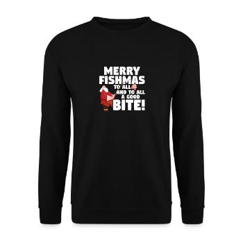 Frohe Fishmas an alle und einen guten Biss - Unisex Pullover - Schwarz - Vorne - Alina (178cm) & Michal (187cm)