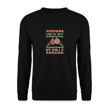 Découvrez mes couilles drôle sale blague de Noël - Sweat-shirt Unisexe - noir - Devant - Alina (178cm) & Michal (187cm)