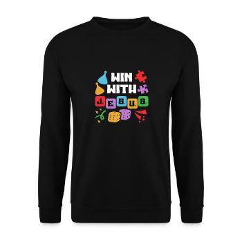 Win with Jesus Christ Holiday Bible School - Unisex Sweatshirt - black - Front - Alina (178cm) & Michal (187cm)