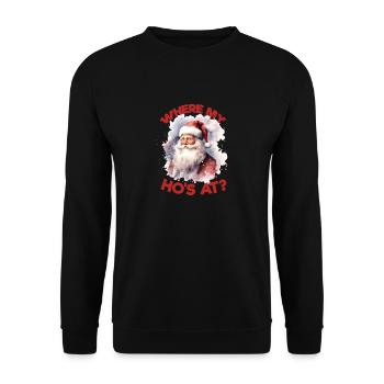 Wo My Ho's At Christmas Santa Humor Lustig - Unisex Pullover - Schwarz - Vorne - Alina (178cm) & Michal (187cm)