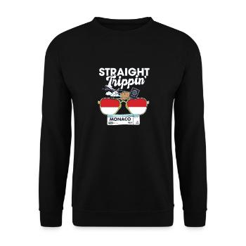 Straight Trippin' Monaco Vacation Tour Travel - Unisex Sweatshirt - black - Front - Alina (178cm) & Michal (187cm)