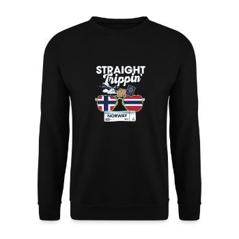 Straight Trippin' Norway Vacation Tour Travel - Unisex Sweatshirt - black - Front - Alina (178cm) & Michal (187cm)