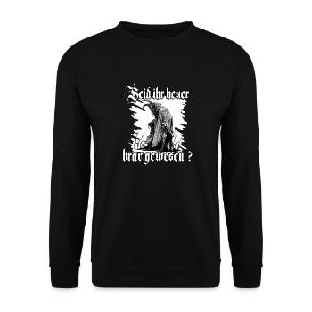 Krampus T-Shirt für eine schaurige Weihnachtszeit - Unisex Pullover - Schwarz - Vorne - Alina (178cm) & Michal (187cm)