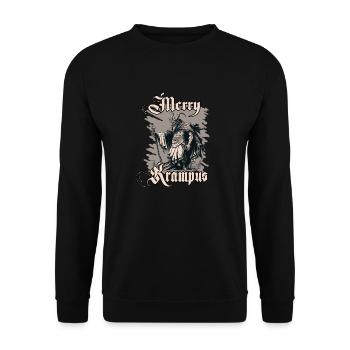 Horror Krampus T-Shirt Böser Weihnachtsbrauch - Unisex Pullover - Schwarz - Vorne - Alina (178cm) & Michal (187cm)