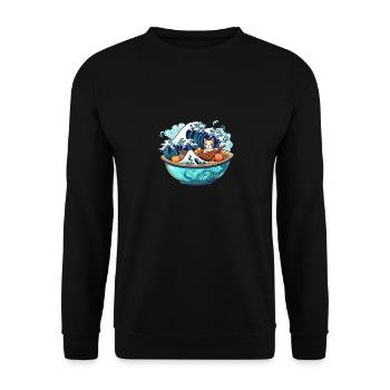 Ramen Bowl T japonais pour Otaku Kawaii Neko - Sweat-shirt Unisexe - noir - Devant - Alina (178cm) & Michal (187cm)