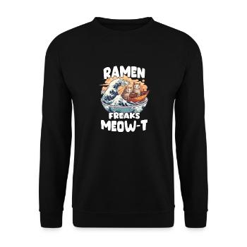 Kawaii Neko and Kanagawa wave for ramen fans. - Unisex Sweatshirt - black - Front - Alina (178cm) & Michal (187cm)