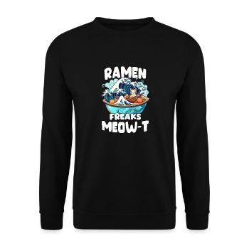 Kawaii Cat and Ramen Otaku Gift Neko Ramen - Unisex Sweatshirt - black - Front - Alina (178cm) & Michal (187cm)
