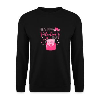 Happy Valentine's Day Be Mine Cute Herzen V-Day - Unisex Pullover - Schwarz - Vorne - Alina (178cm) & Michal (187cm)