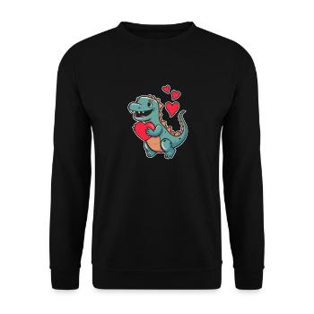 Valentine's Day Dinosaur Heart Funny Animal Love - Unisex Sweatshirt - black - Front - Alina (178cm) & Michal (187cm)