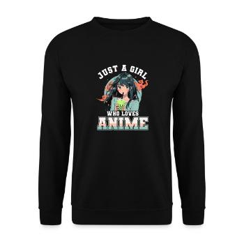 Just a girl who loves Anime - Unisex Sweatshirt - black - Front - Alina (178cm) & Michal (187cm)