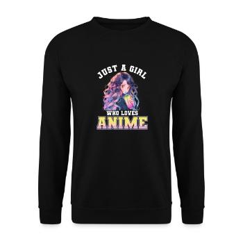 Just a girl who loves Anime - Unisex Sweatshirt - black - Front - Alina (178cm) & Michal (187cm)