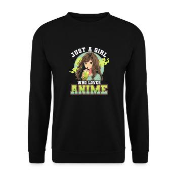 Just a girl who loves Anime - Unisex Sweatshirt - black - Front - Alina (178cm) & Michal (187cm)