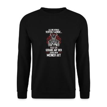 Als die Geduld verteilt wurde - Wikinger - Unisex Pullover - Schwarz - Vorne - Alina (178cm) & Michal (187cm)
