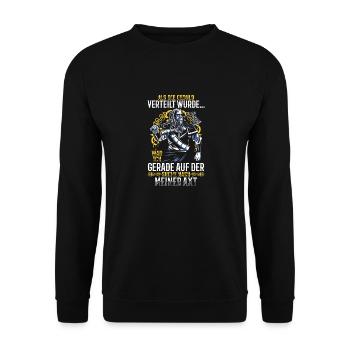 Als die Geduld verteilt wurde - Wikinger - Unisex Pullover - Schwarz - Vorne - Alina (178cm) & Michal (187cm)
