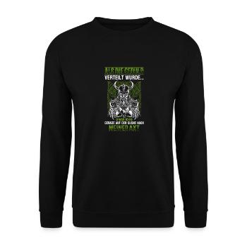 Als die Geduld verteilt wurde - Wikinger - Unisex Pullover - Schwarz - Vorne - Alina (178cm) & Michal (187cm)