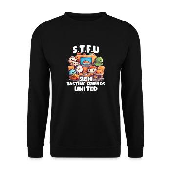 Sushi Otaku T-Shirt for Anime and Japan Fans - Unisex Sweatshirt - black - Front - Alina (178cm) & Michal (187cm)