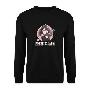 Anime and Cats Kawaii Girl Anime - Unisex Sweatshirt - black - Front - Alina (178cm) & Michal (187cm)