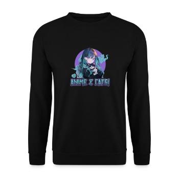 Anime et chats Kawaii Girl Anime - Sweat-shirt Unisexe - noir - Devant - Alina (178cm) & Michal (187cm)