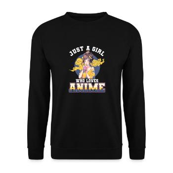 Just a girl who loves Anime - Unisex Sweatshirt - black - Front - Alina (178cm) & Michal (187cm)