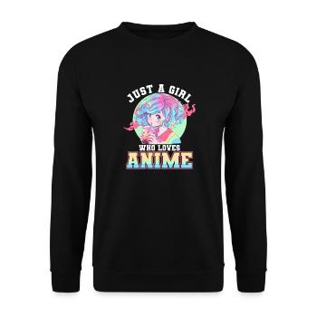 Just a girl who loves Anime - Unisex Sweatshirt - black - Front - Alina (178cm) & Michal (187cm)
