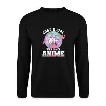 Just a girl who loves Anime - Unisex Sweatshirt - black - Front - Alina (178cm) & Michal (187cm)