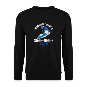Avertissement! J’ai des baskets de style chaussure - Sweat-shirt Unisexe - noir - Devant - Alina (178cm) & Michal (187cm)