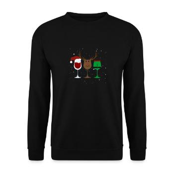 Weinglas Weihnachtsmann Elf Rentier Trinken Cool - Unisex Pullover - Schwarz - Vorne - Alina (178cm) & Michal (187cm)