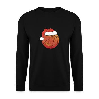 Basketball Christmas Ball Santa Claus Hat - Unisex Sweatshirt - black - Front - Alina (178cm) & Michal (187cm)