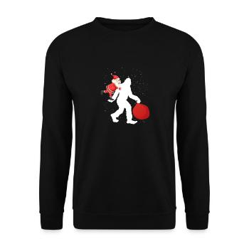 Père Noël chevauchant Bigfoot Sasquatch Drôle - Sweat-shirt Unisexe - noir - Devant - Alina (178cm) & Michal (187cm)