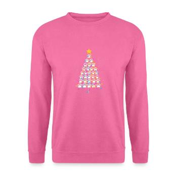 Dog Paw Print Puppy Christmas Tree Lights Cool - Unisex Sweatshirt - pink - Front