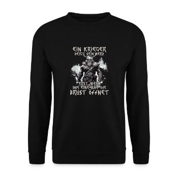 Wikinger Krieger Mythos der Nordmänner Schlachtruf - Unisex Pullover - Schwarz - Vorne - Alina (178cm) & Michal (187cm)