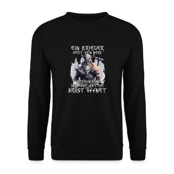 Wikinger Krieger Shirt Wahalla Söhne Odins - Unisex Pullover - Schwarz - Vorne - Alina (178cm) & Michal (187cm)