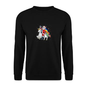 Weihnachten Niedlicher Weihnachtsmann Reitender - Unisex Pullover - Schwarz - Vorne - Alina (178cm) & Michal (187cm)