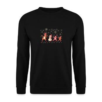 Dabbing Santa Elf Freunde lustige Weihnachten - Unisex Pullover - Schwarz - Vorne - Alina (178cm) & Michal (187cm)