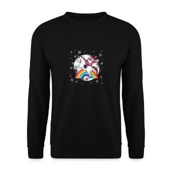 Christmas Cute Santa Claus Riding - Unisex Sweatshirt - black - Front - Alina (178cm) & Michal (187cm)