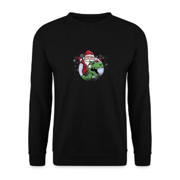 Dinosaur T Rex Christmas Santa Claus - Unisex Sweatshirt - black - Front - Alina (178cm) & Michal (187cm)