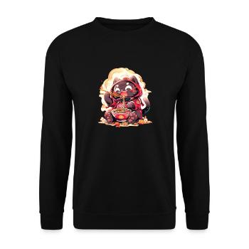 Anime Manga Kawaii Cat Eats Ramen Noodles - Unisex Sweatshirt - black - Front - Alina (178cm) & Michal (187cm)