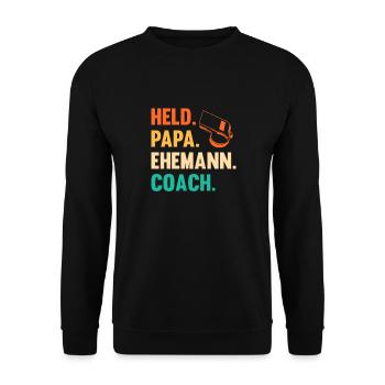 Vater Papa Trainer Coach - Unisex Pullover - Schwarz - Vorne - Alina (178cm) & Michal (187cm)