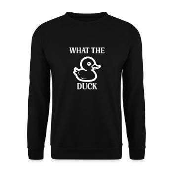 Was zur Ente? - Unisex Pullover - Schwarz - Vorne - Alina (178cm) & Michal (187cm)